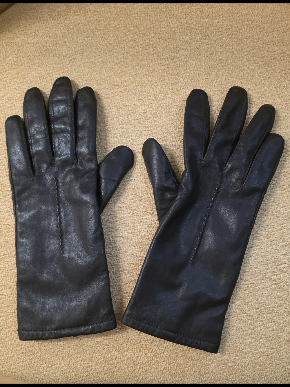 Classic Dark Black Leather Gloves